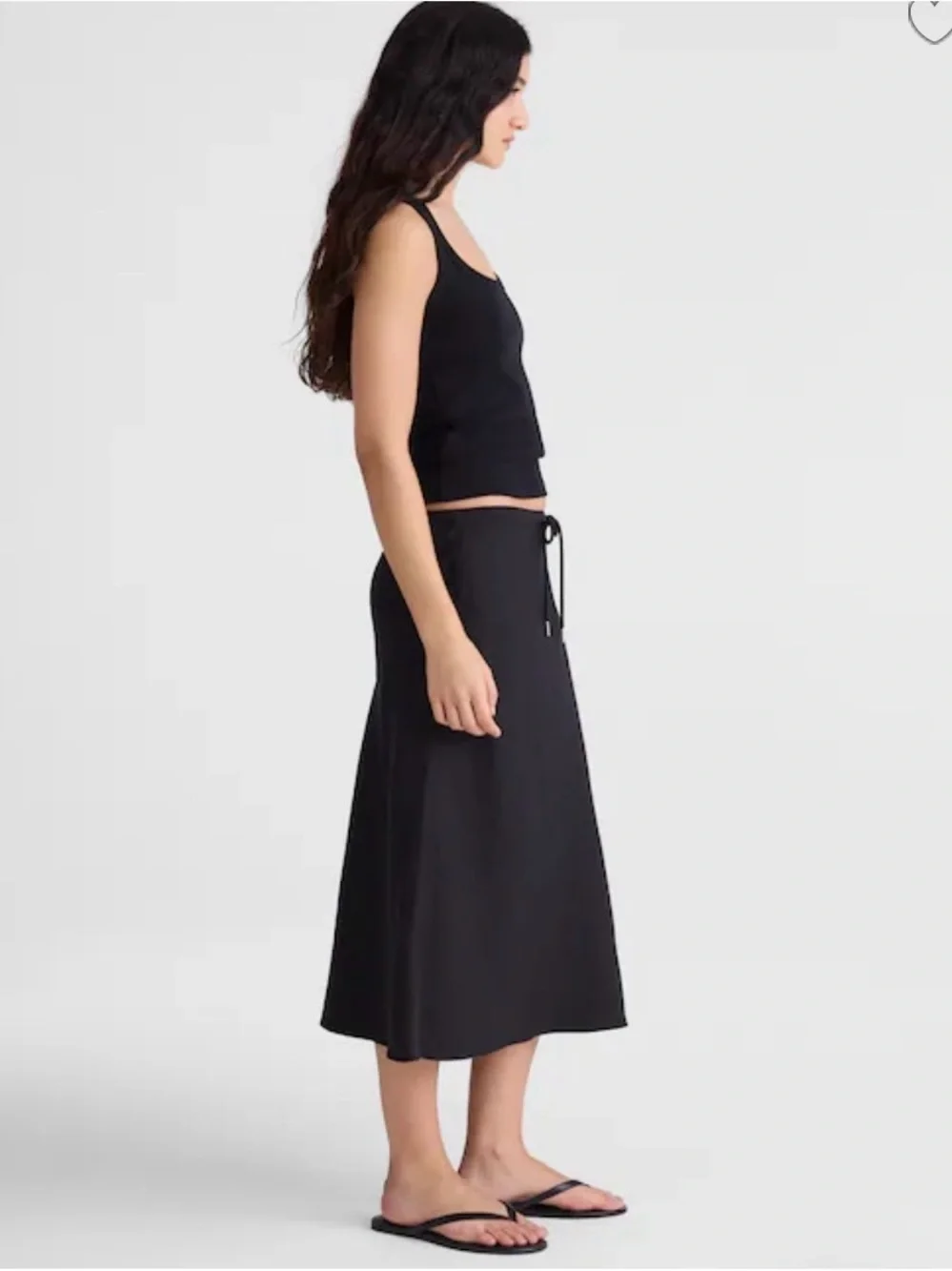 Madewell Drawstring Slip Skirt in 100% linen size medium, black